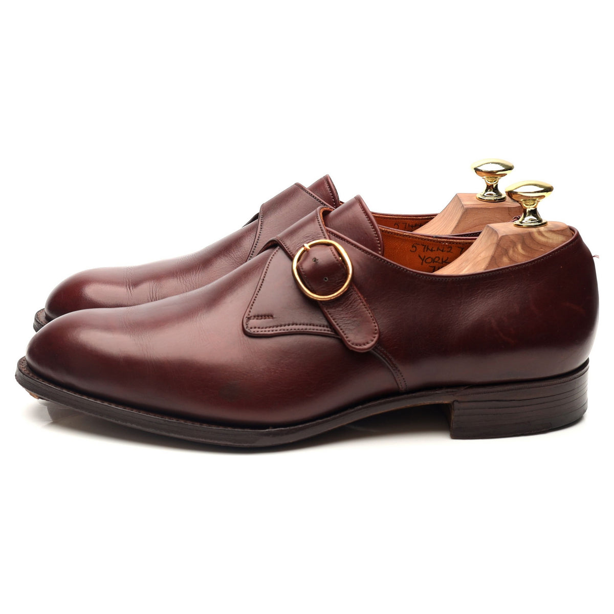 Vintage &#39;York&#39; Burgundy Leather Monk Strap UK 7.5 F