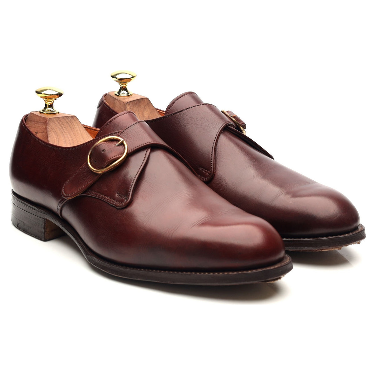 Vintage &#39;York&#39; Burgundy Leather Monk Strap UK 7.5 F