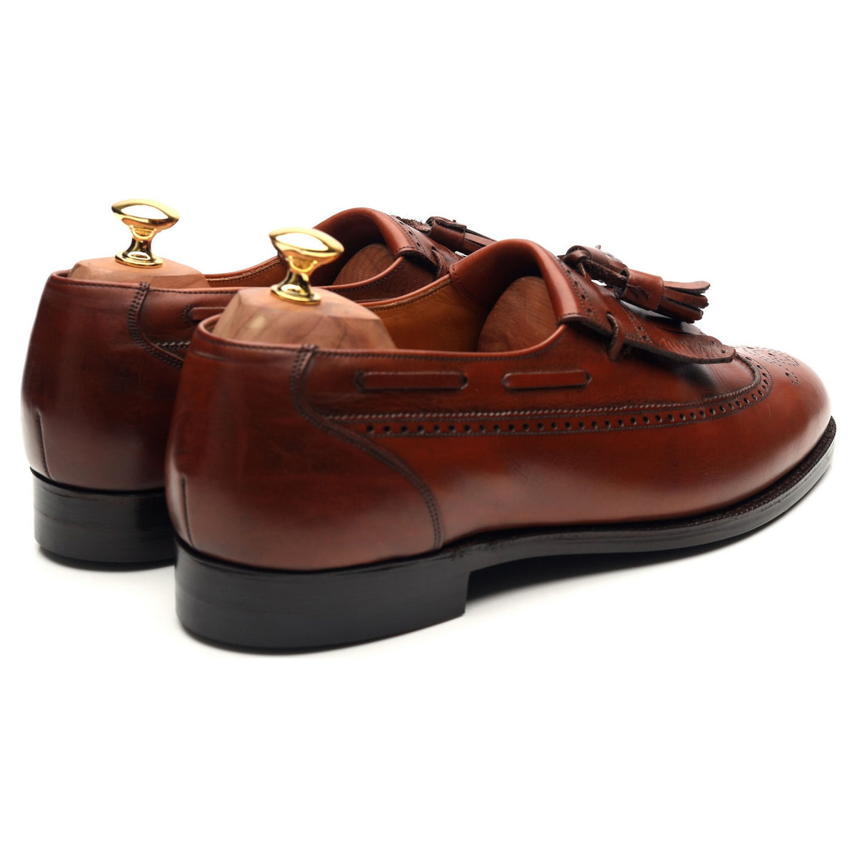 Vintage &#39;Dorchester&#39; Tan Brown Leather Fringe Tassel Loafers UK 10.5 F