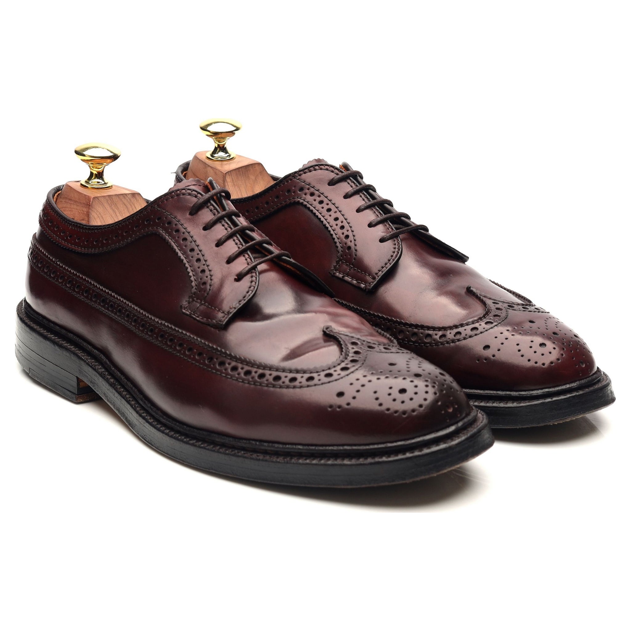 975' Burgundy Cordovan Leather Derby Brogues UK 6 US 6.5 - Abbot's