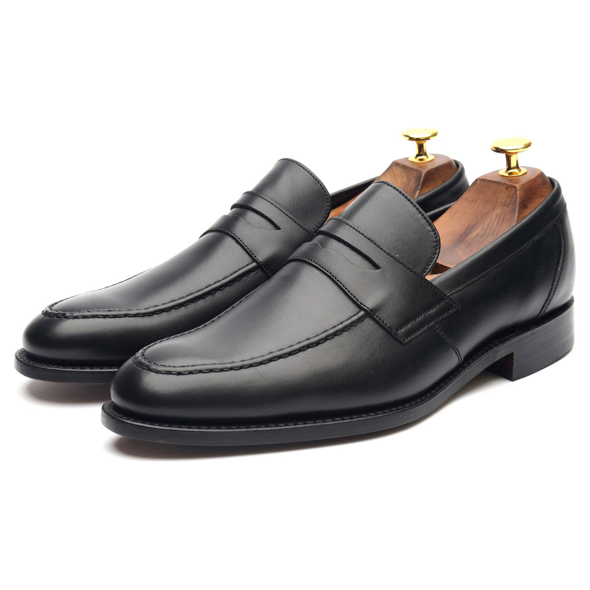 &#39;Warner&#39; Black Leather Loafers UK 7 F