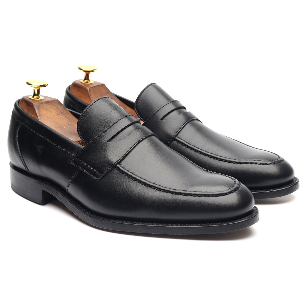 &#39;Warner&#39; Black Leather Loafers UK 7 F