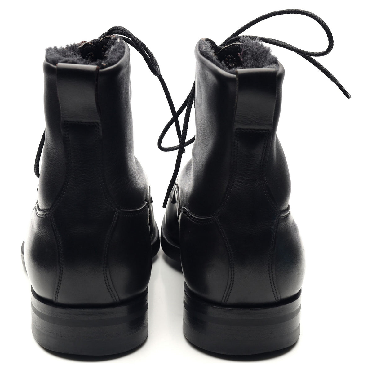 &#39;Nevis&#39; Black Leather Apron Boots UK 8 E