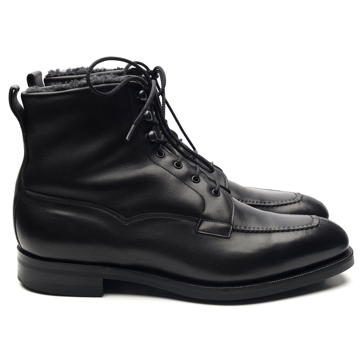 &#39;Nevis&#39; Black Leather Apron Boots UK 8 E