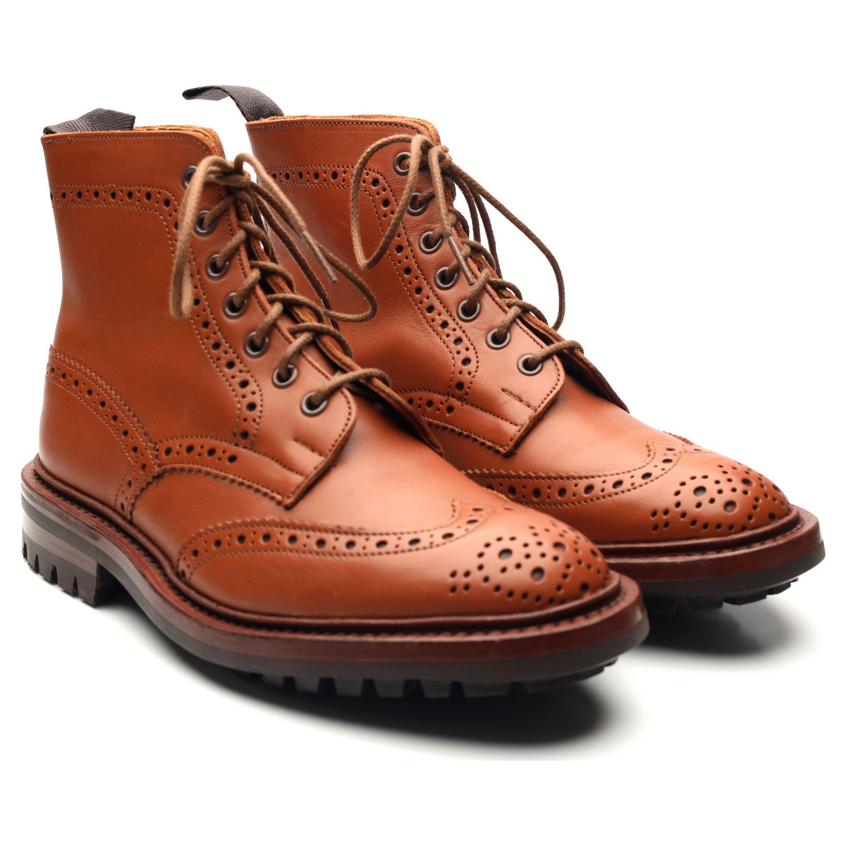 &#39;Malton&#39; Tan Brown Leather Brogue Boots UK 6.5