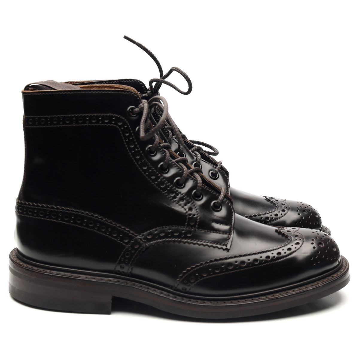 &#39;Stow&#39; Dark Brown Leather Brogue Boots UK 6.5