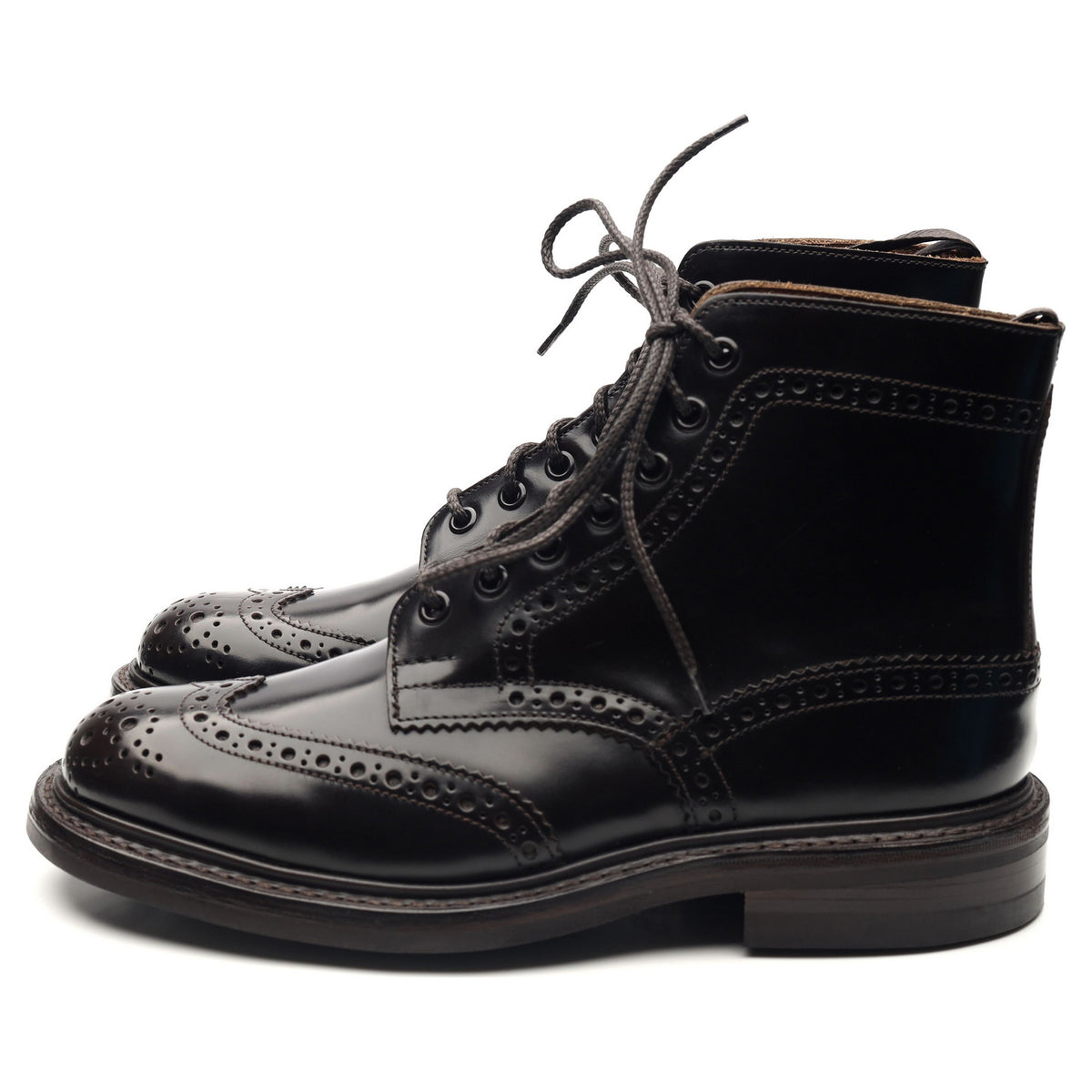 &#39;Stow&#39; Dark Brown Leather Brogue Boots UK 6.5