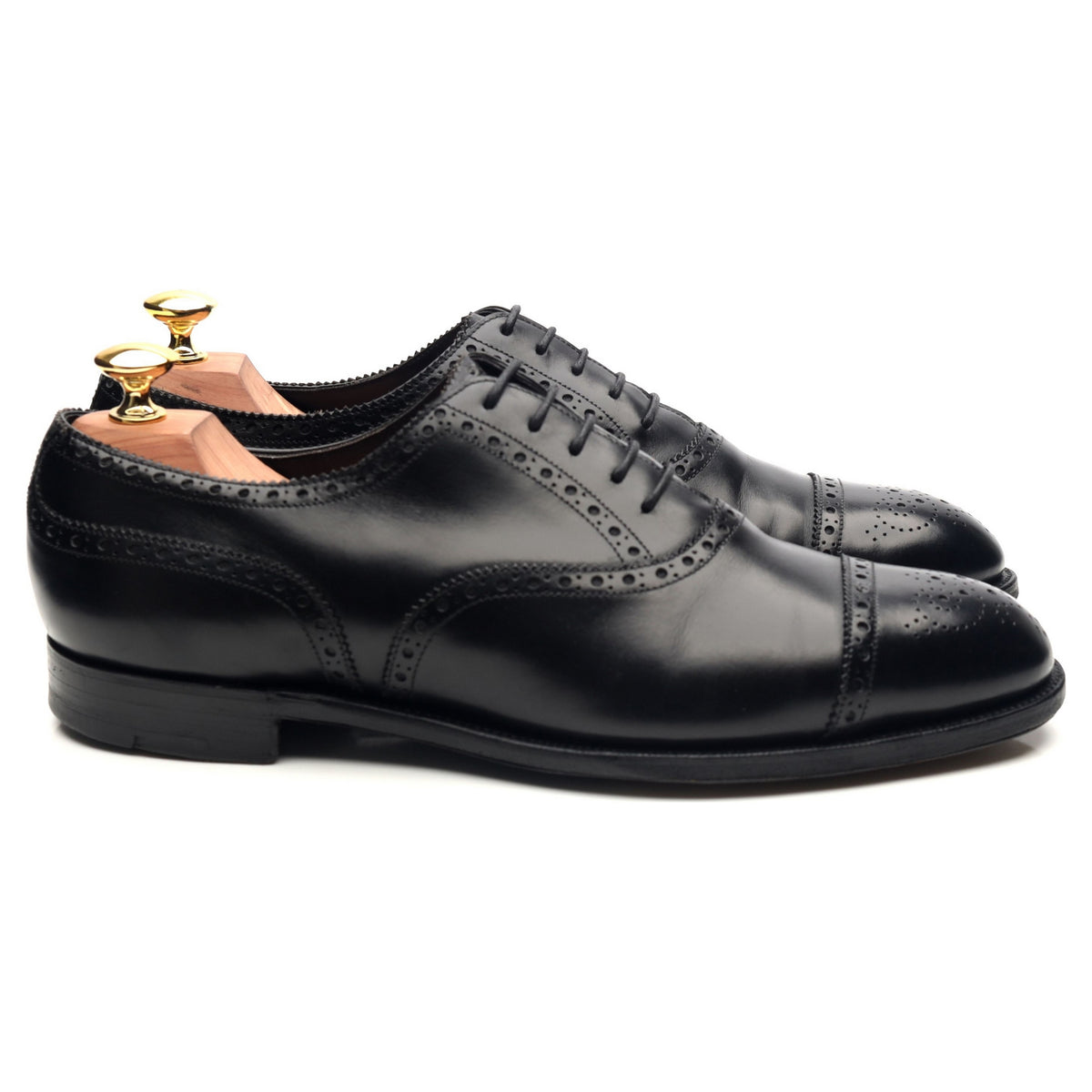 &#39;Cadogan&#39; Black Leather Oxford Semi Brogues UK 8.5 E