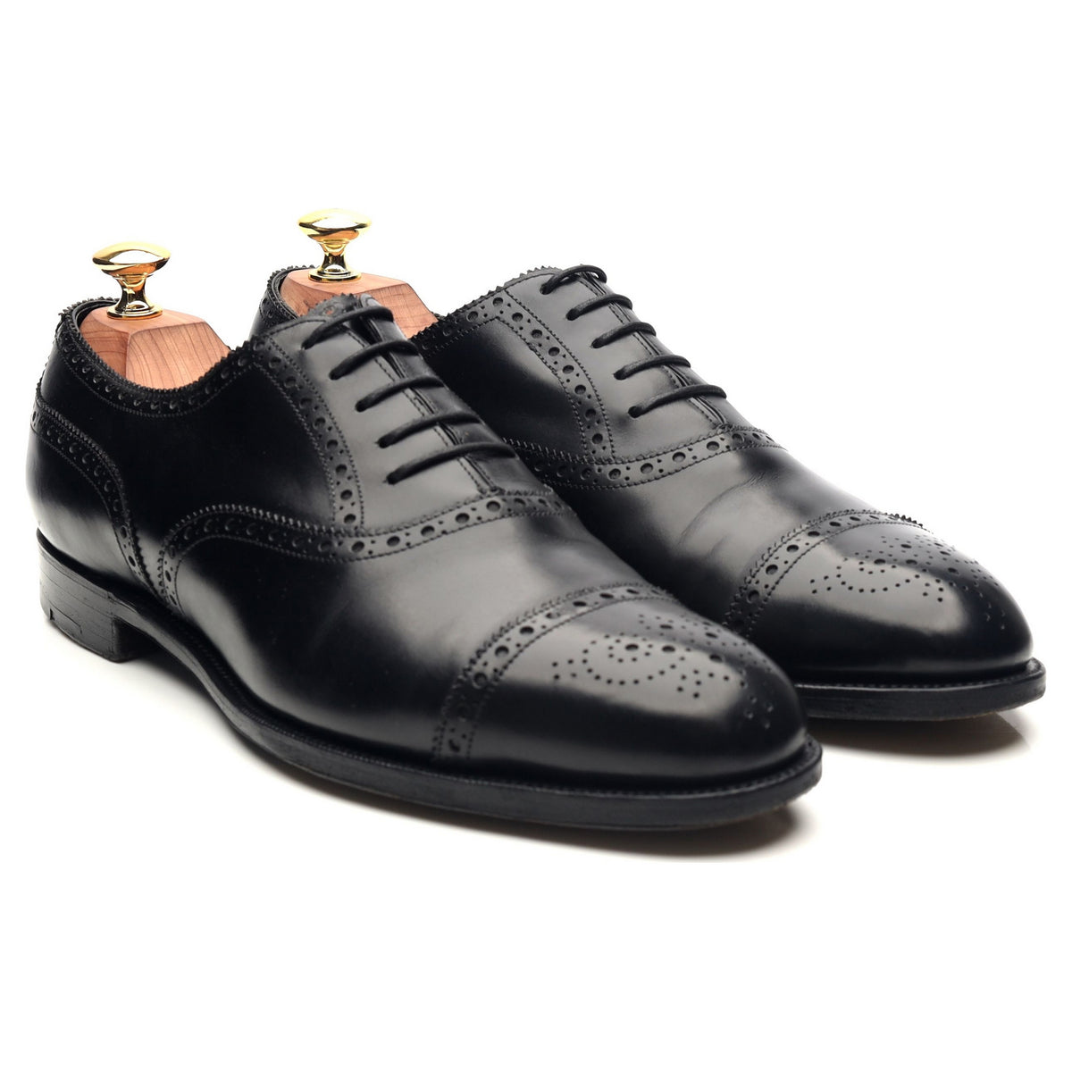 &#39;Cadogan&#39; Black Leather Oxford Semi Brogues UK 8.5 E