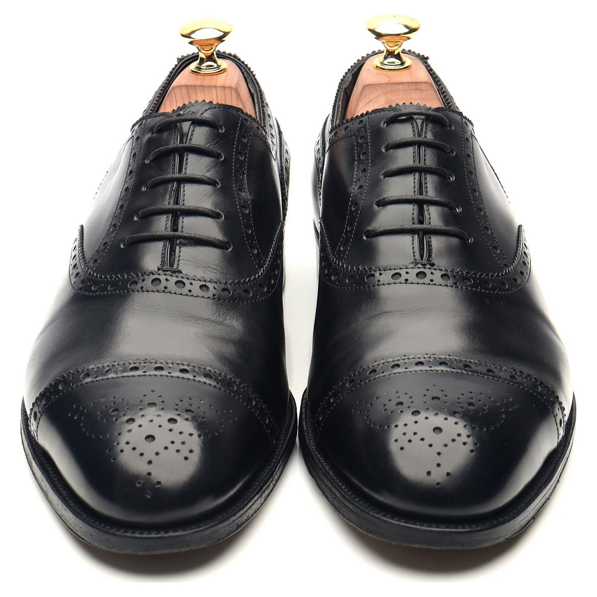 &#39;Cadogan&#39; Black Leather Oxford Semi Brogues UK 8.5 E