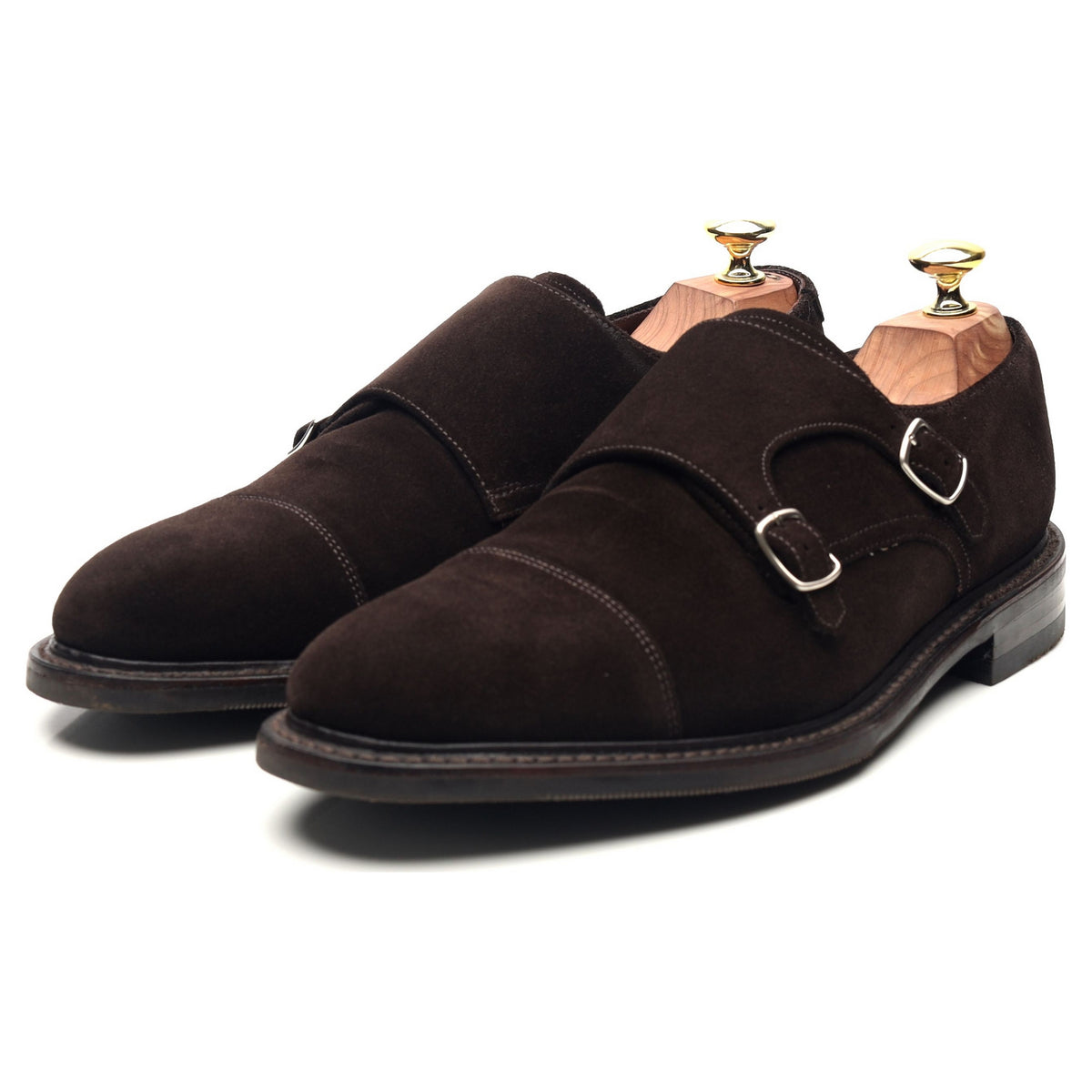 1880 &#39;Benedict&#39; Dark Brown Suede Double Monk Strap UK 7.5 F