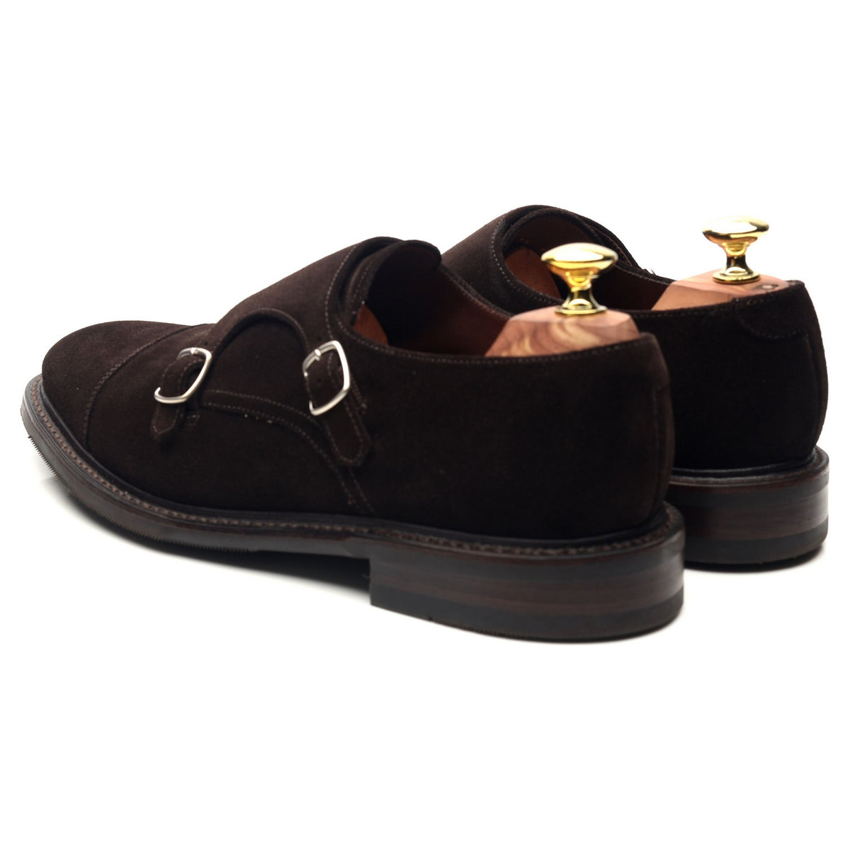 1880 &#39;Benedict&#39; Dark Brown Suede Double Monk Strap UK 7.5 F