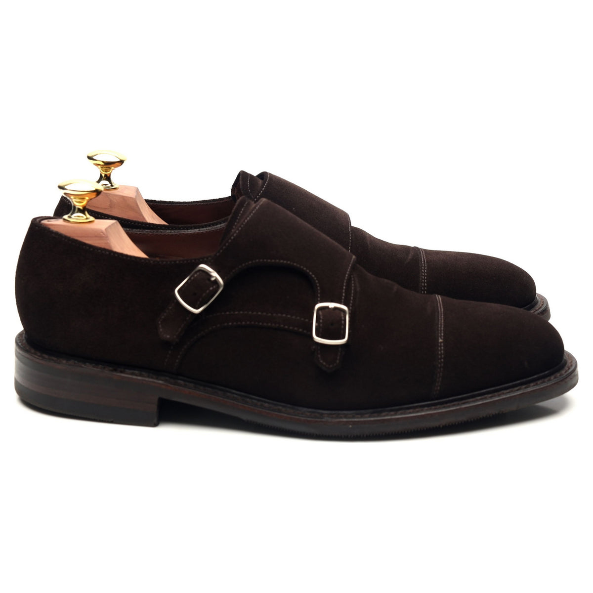 1880 &#39;Benedict&#39; Dark Brown Suede Double Monk Strap UK 7.5 F