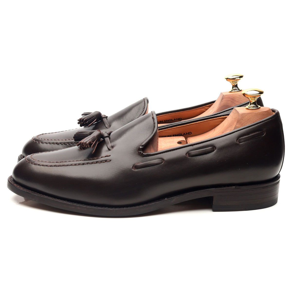 &#39;Finchley&#39; Dark Brown Leather Tassel Loafers UK 9.5 F