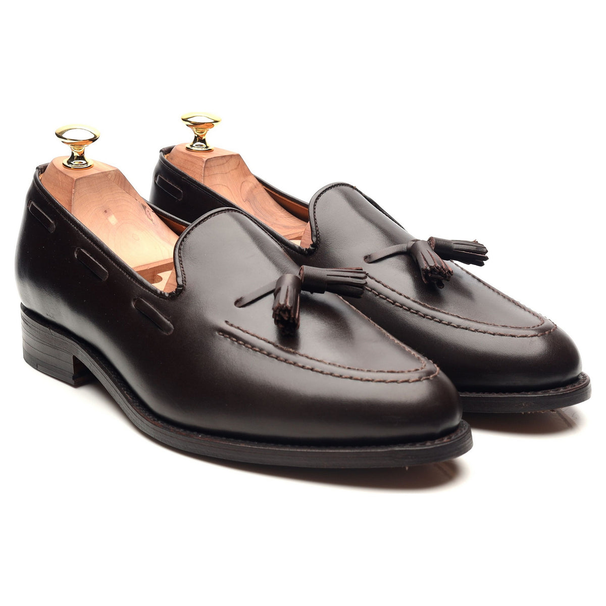 &#39;Finchley&#39; Dark Brown Leather Tassel Loafers UK 9.5 F