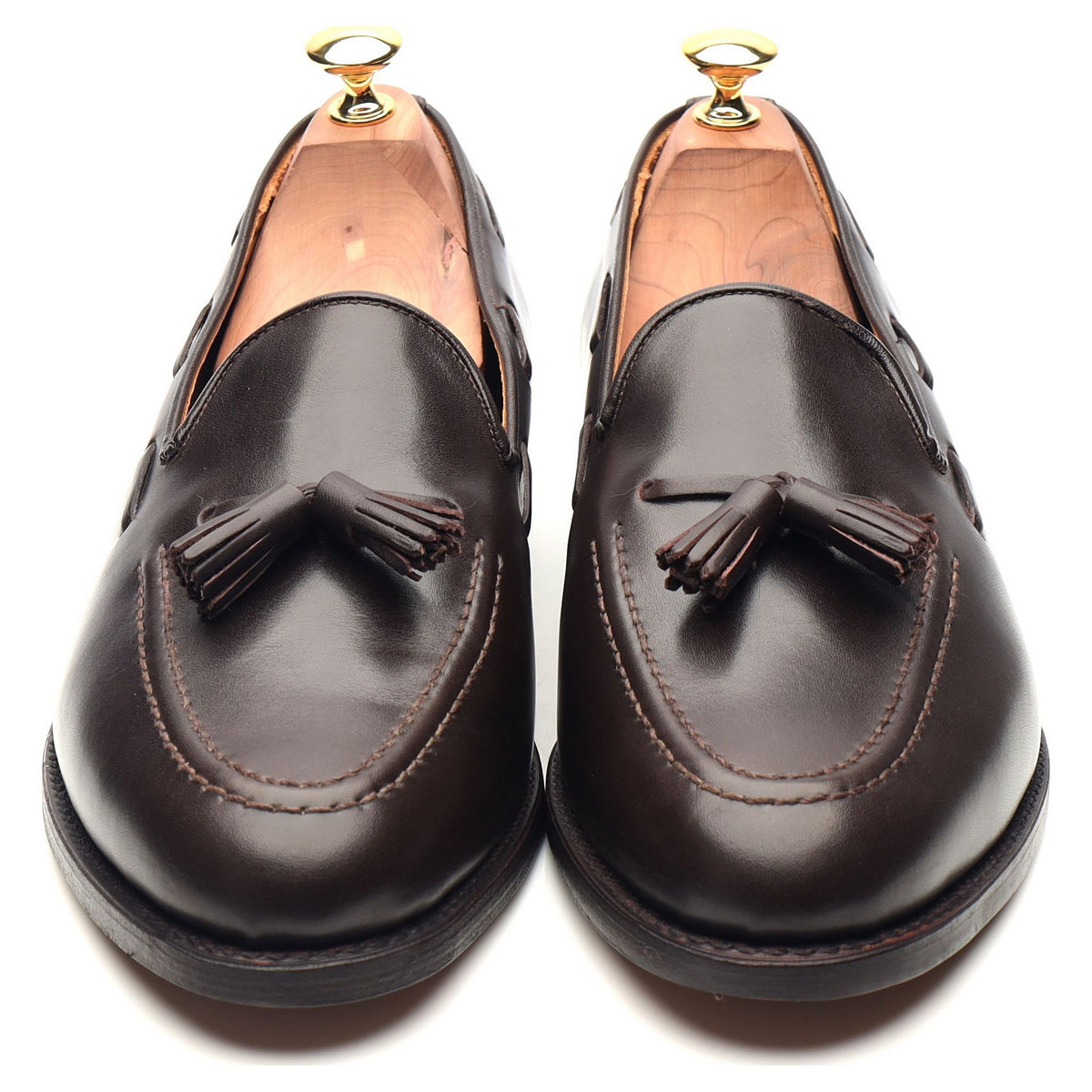 &#39;Finchley&#39; Dark Brown Leather Tassel Loafers UK 9.5 F