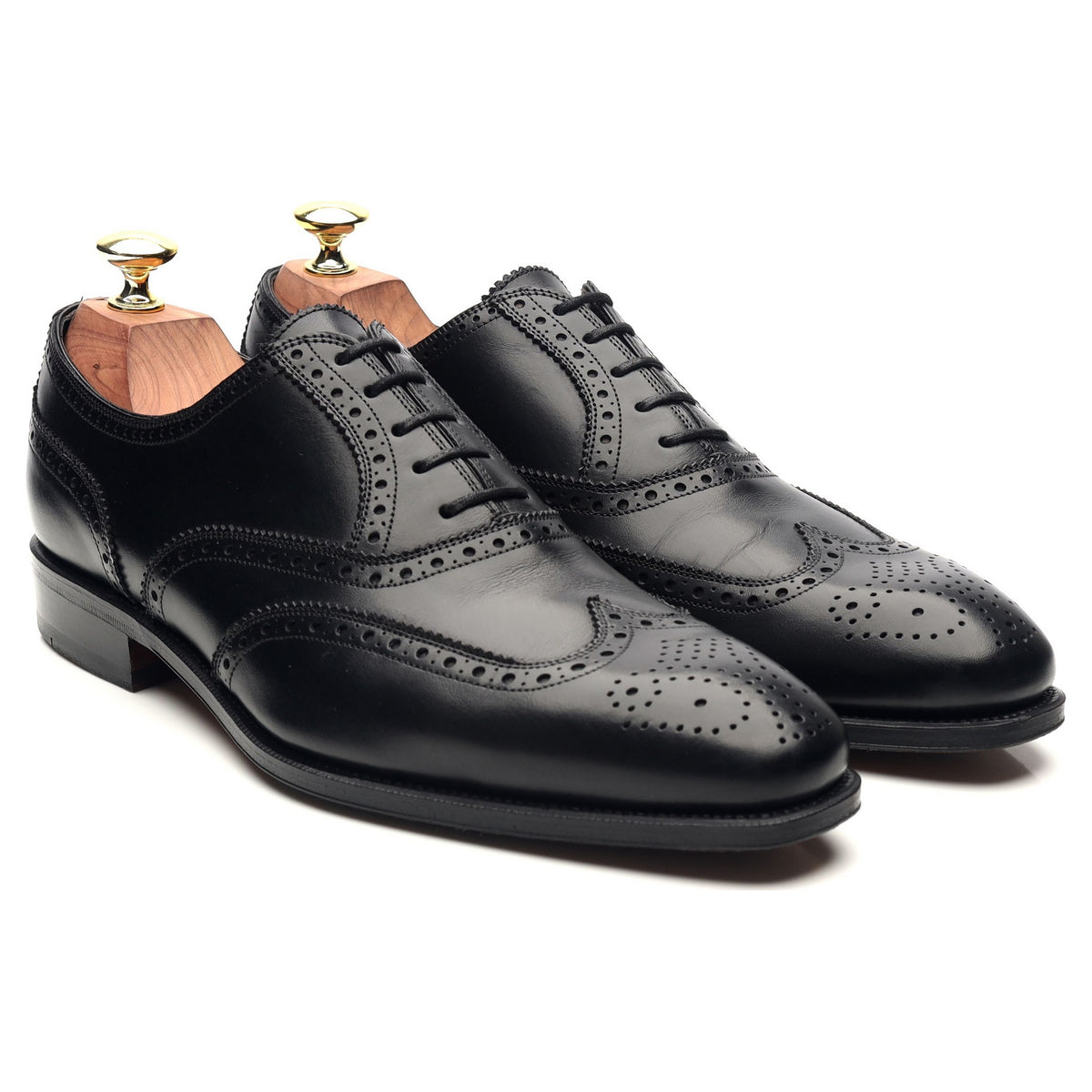 &#39;922&#39; Black Leather Brogues UK 7.5 EE