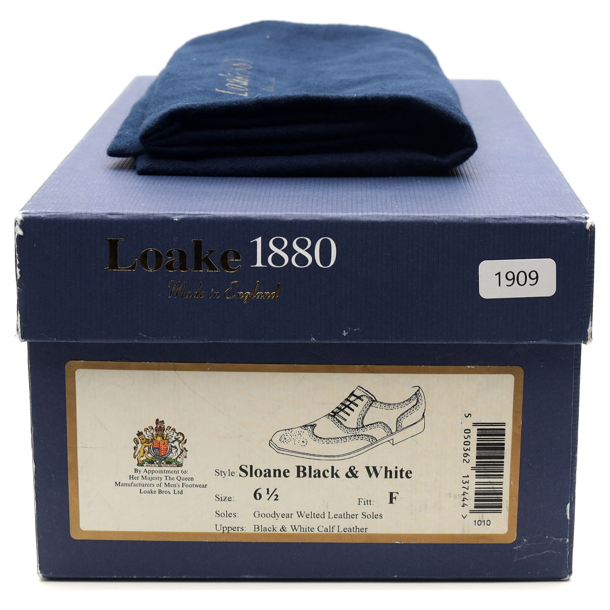 1880 &#39;Sloane&#39; Black White Leather Spectator Brogues UK 6.5 F
