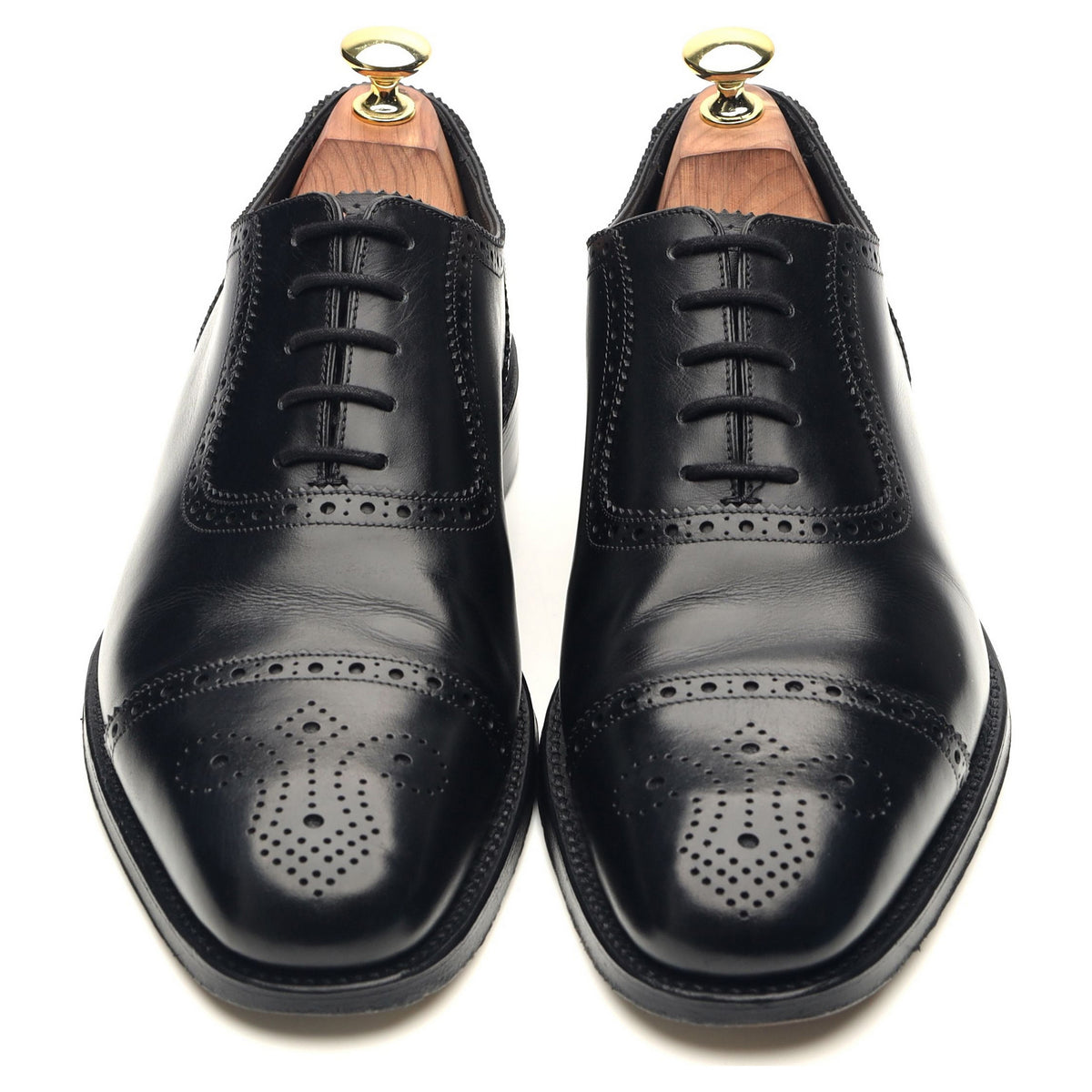 1880 &#39;Strand&#39; Black Leather Oxford Semi Brogues UK 8 F