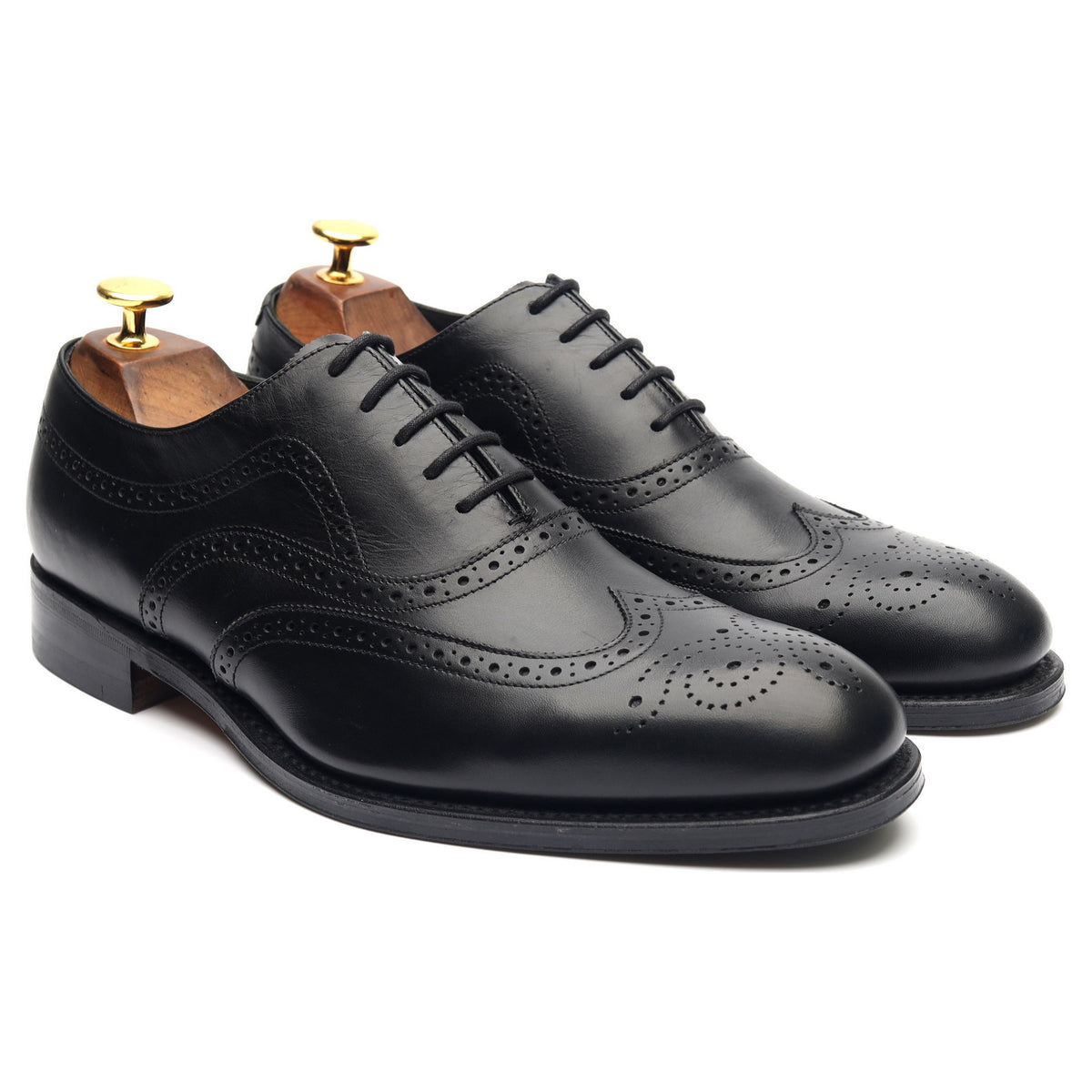 1880 'Heston' Black Leather Brogues UK 7 F - Abbot's Shoes