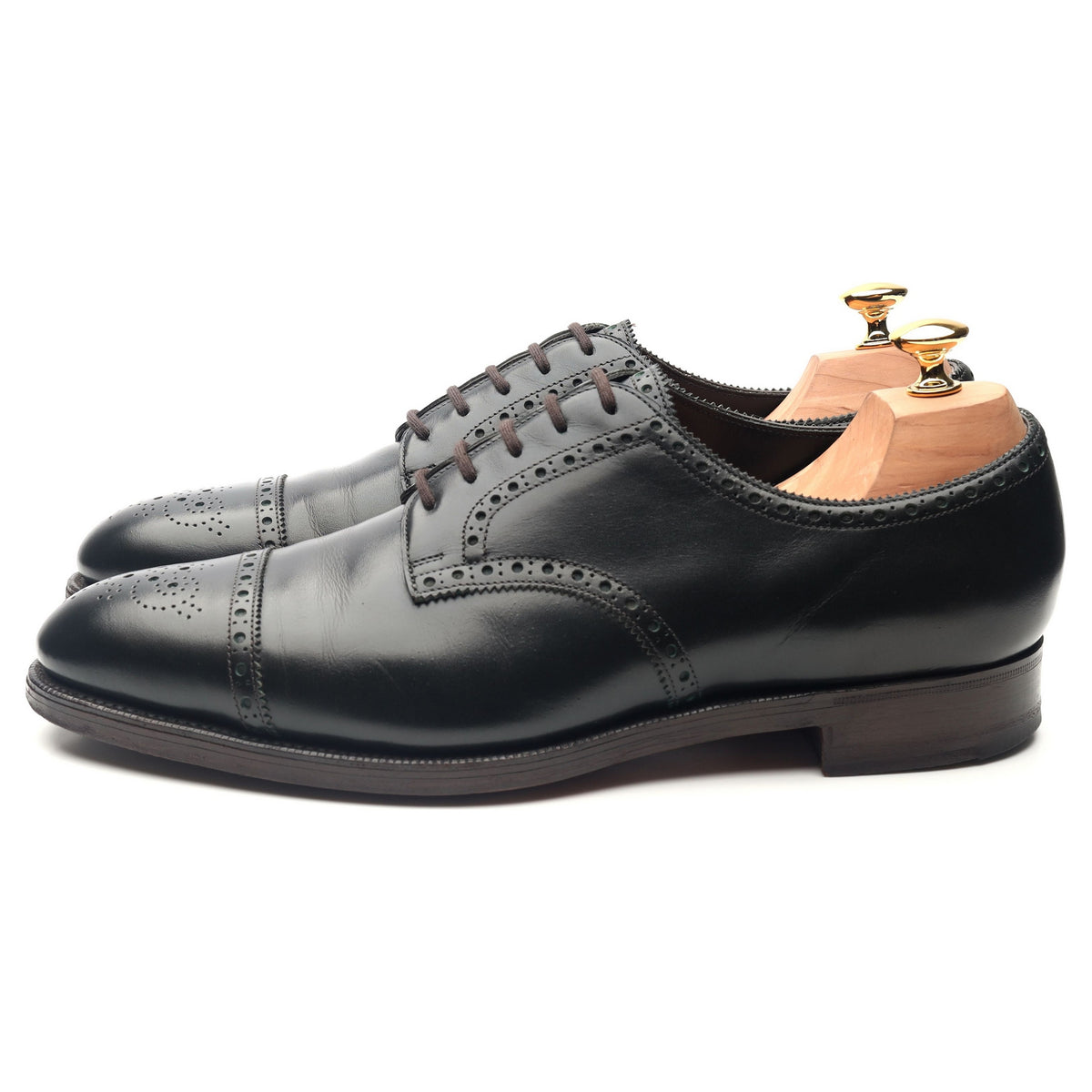 &#39;Cardiff&#39; Green Leather Derby Brogues UK 10 E