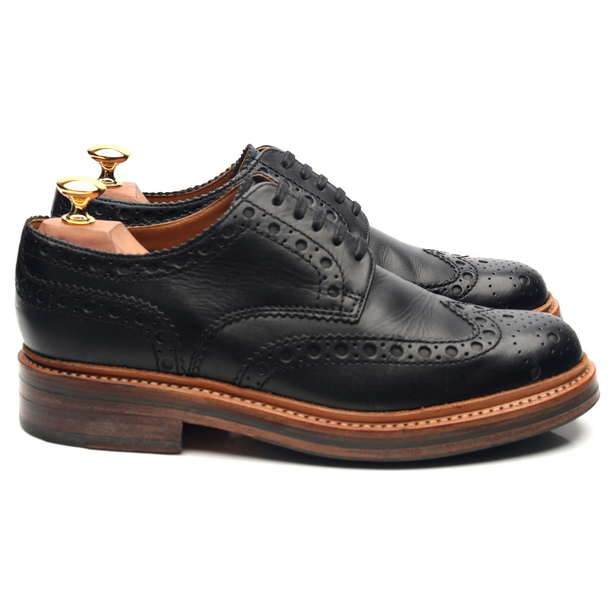 &#39;Archie&#39; Black Leather Derby Brogues UK 6 G