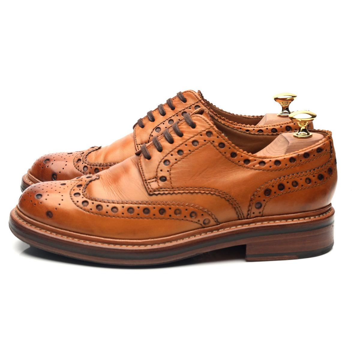 &#39;Archie&#39; Tan Brown Leather Derby Brogues UK 6 G