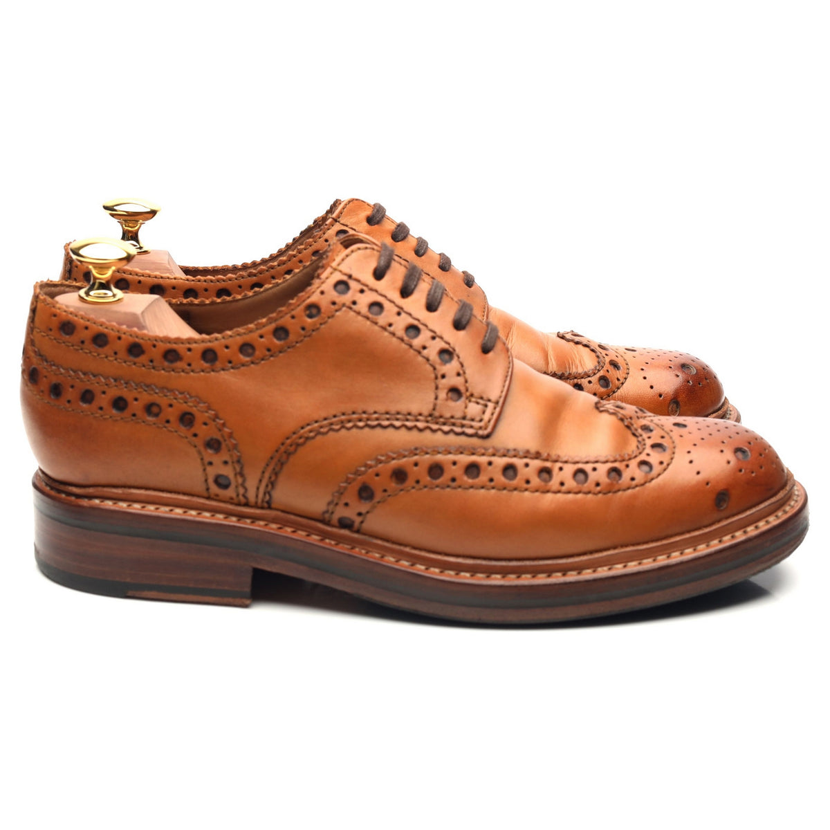 &#39;Archie&#39; Tan Brown Leather Derby Brogues UK 6 G