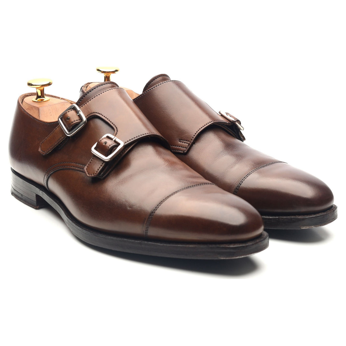 &#39;Lowndes&#39; Brown Leather Double Monk Strap UK 5.5 E