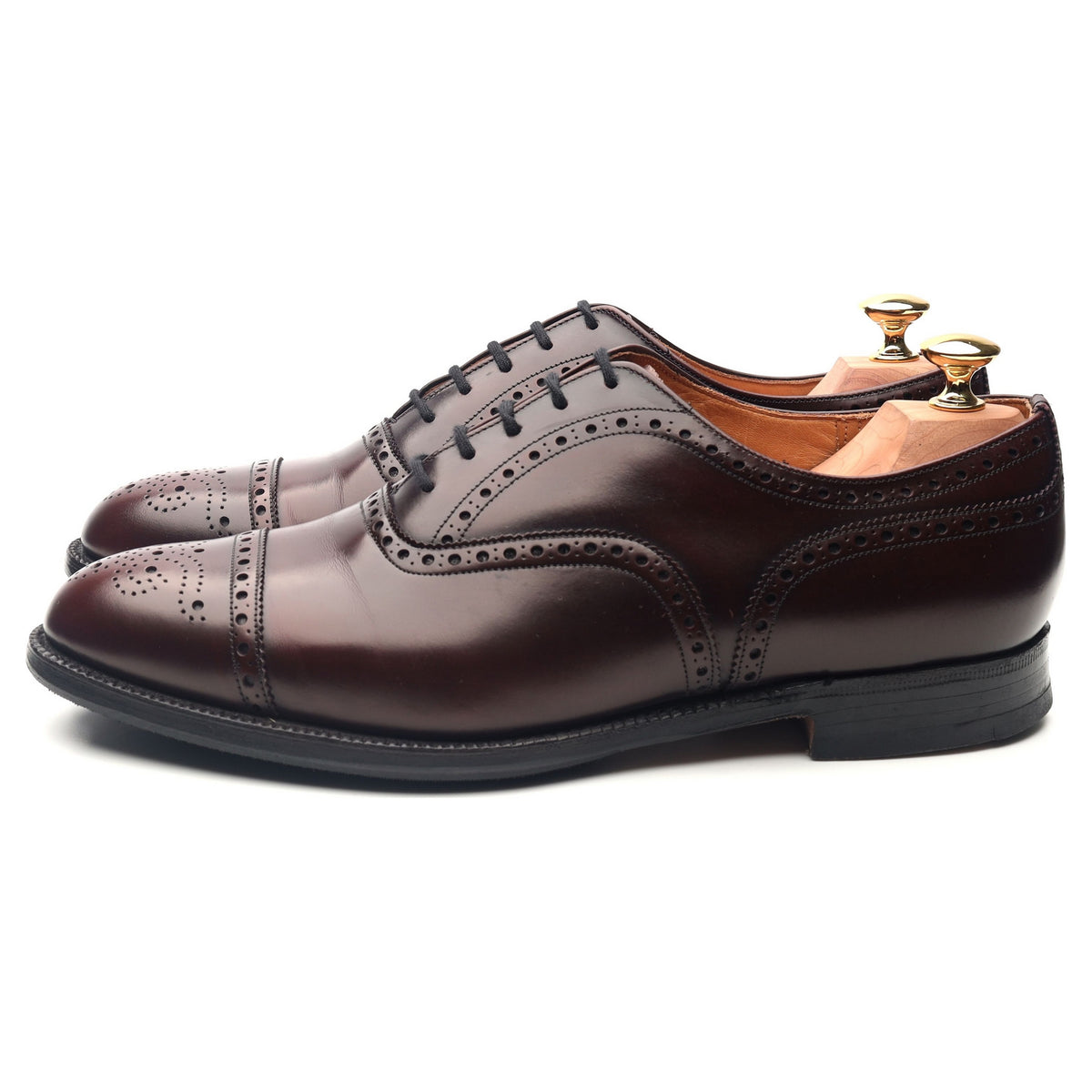 &#39;Crantock&#39; Burgundy Leather Oxford Semi Brogues UK 9 F
