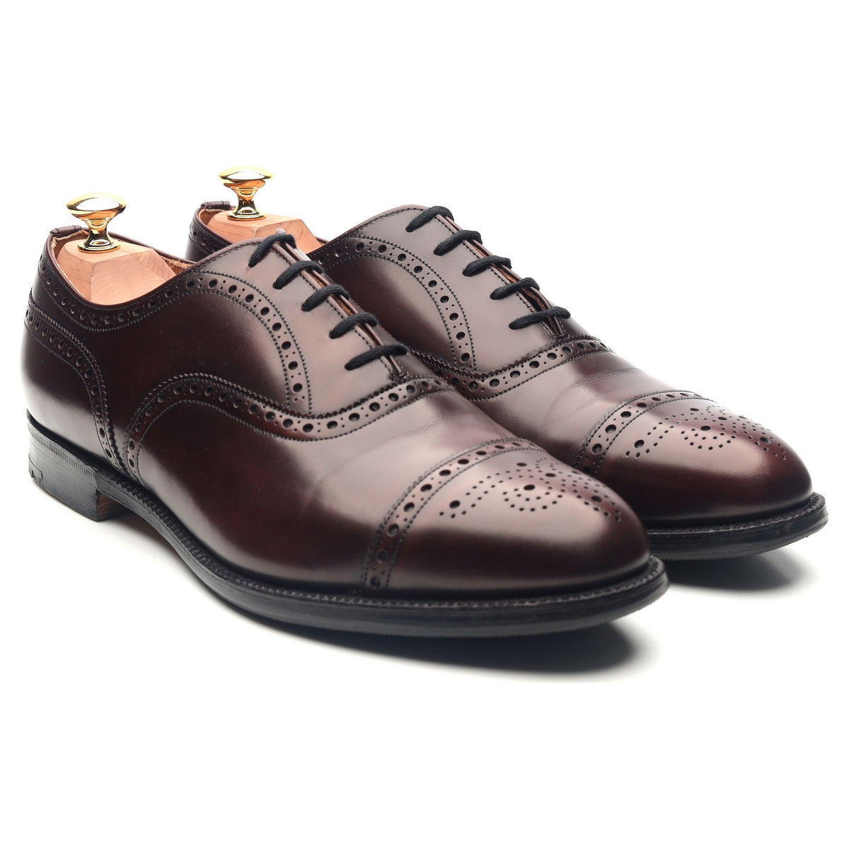 &#39;Crantock&#39; Burgundy Leather Oxford Semi Brogues UK 9 F