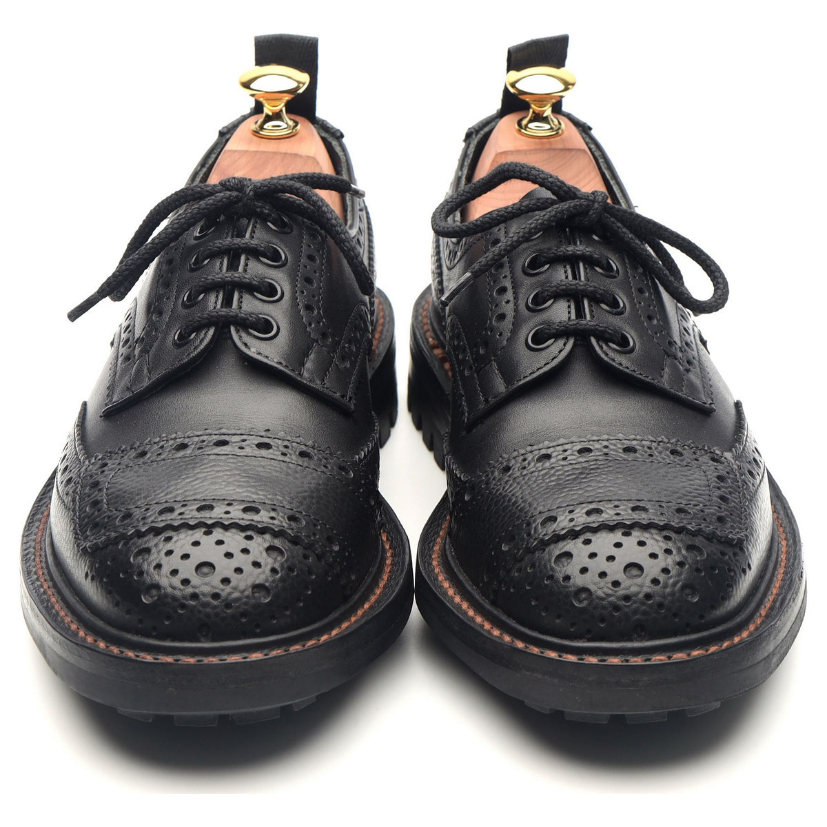 X End Black Leather Derby Brogues UK 6