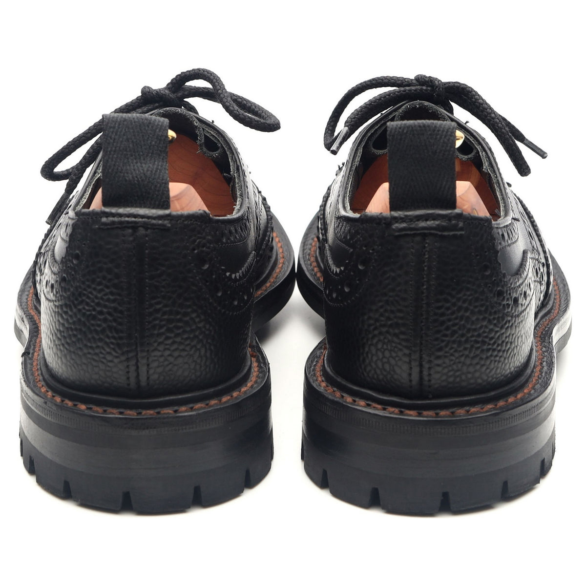 X End Black Leather Derby Brogues UK 6