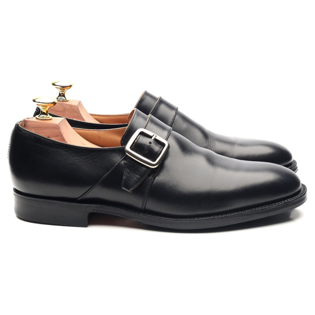 &#39;Danube&#39; Black Leather Monk Strap UK 7.5 F