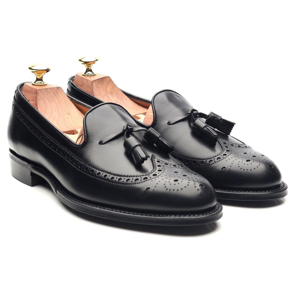 &#39;Frederik&#39; Black Leather Tassel Loafers UK 7 F