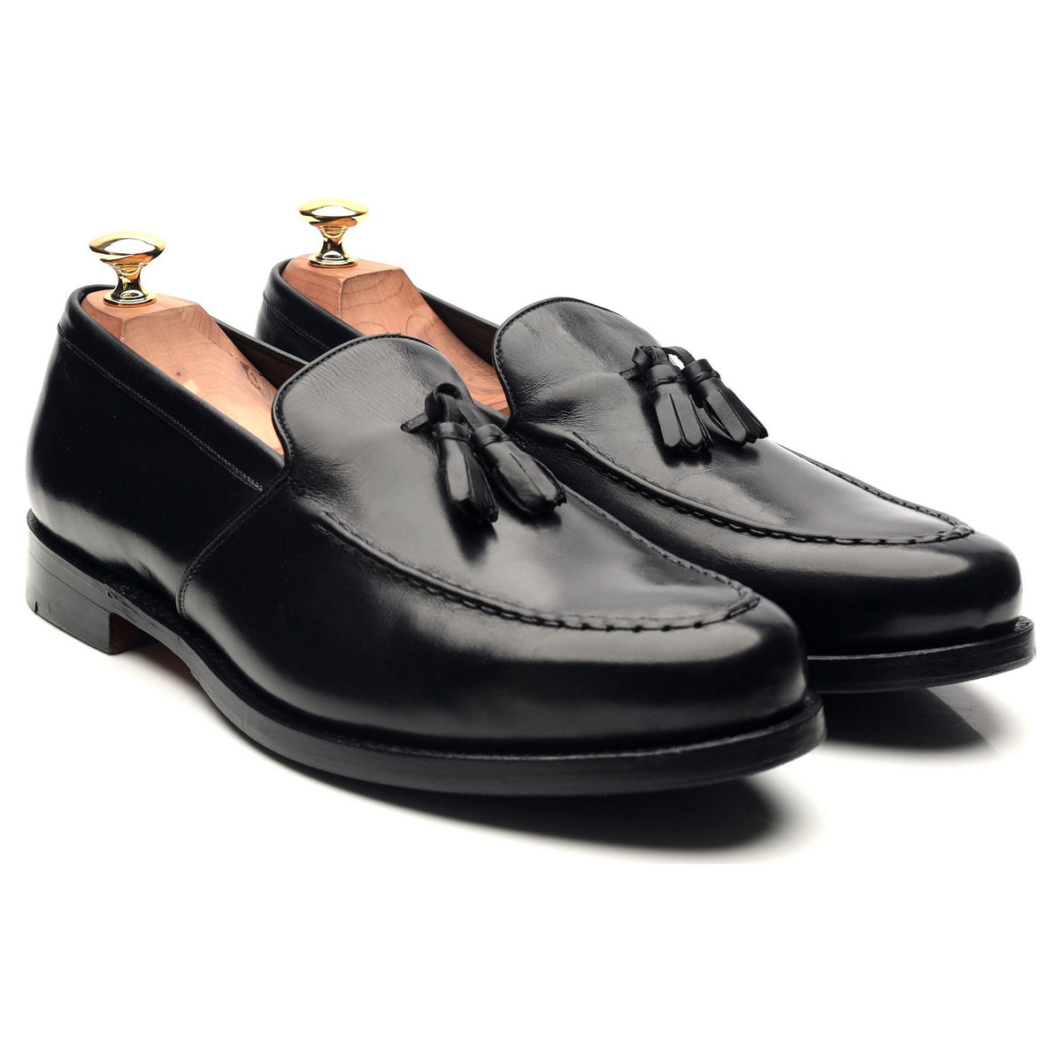 &#39;Ramsden&#39; Black Leather Tassel Loafers UK 9 F