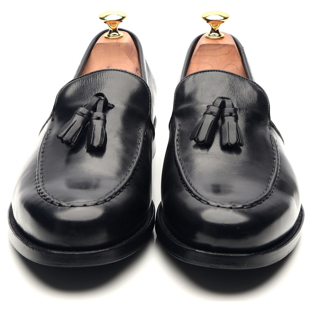&#39;Ramsden&#39; Black Leather Tassel Loafers UK 9 F