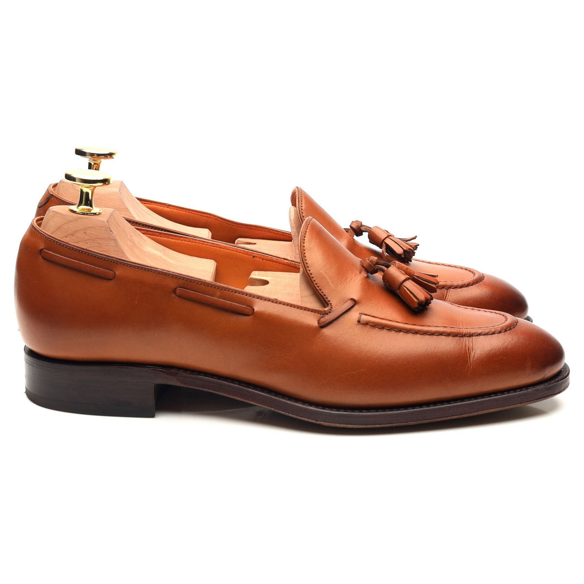 Women&#39;s &#39;1120&#39; Tan Brown Leather Tassel Loafers UK 5 EE