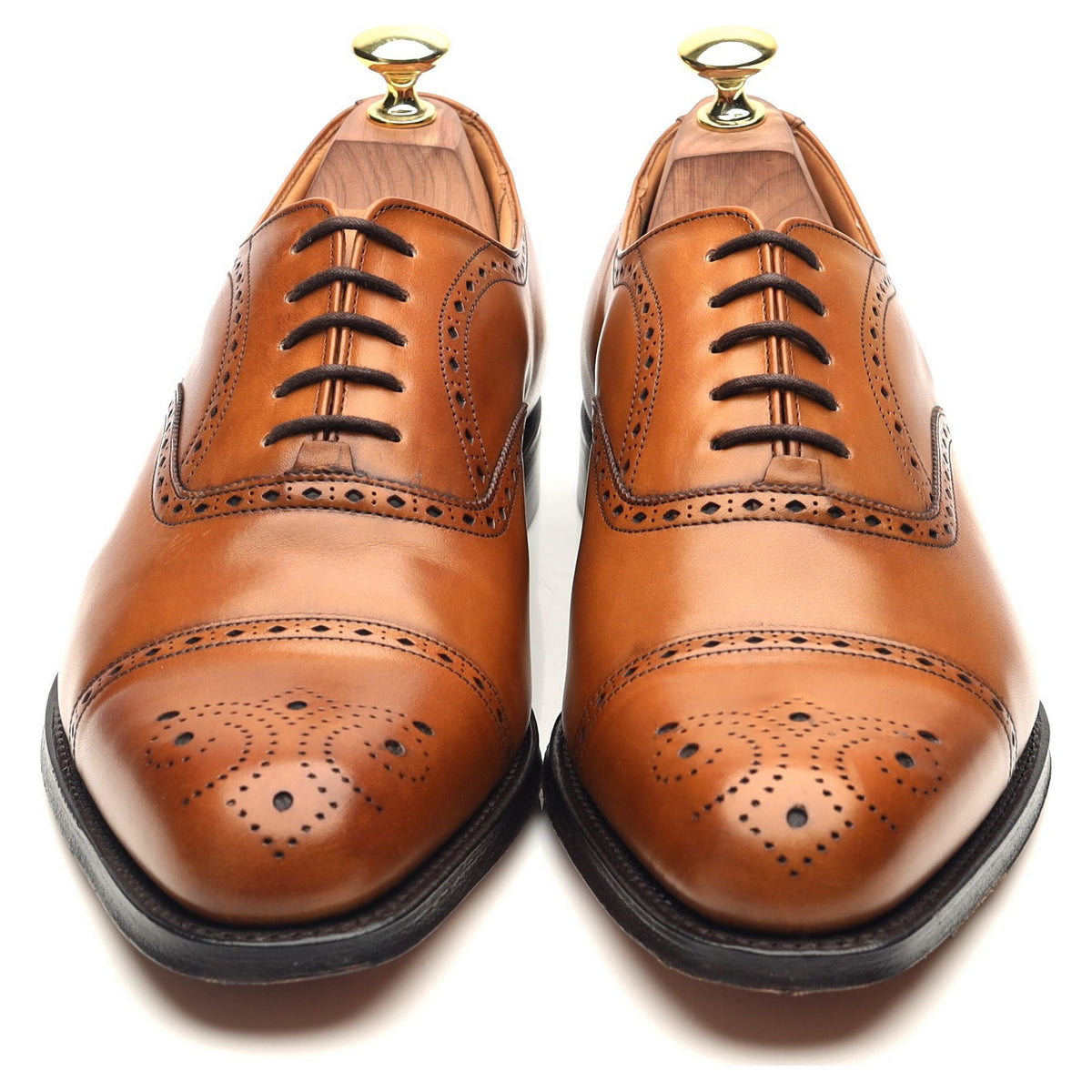 &#39;Rossmore 2&#39; Tan Brown Leather Oxford Semi Brogues UK 7 G