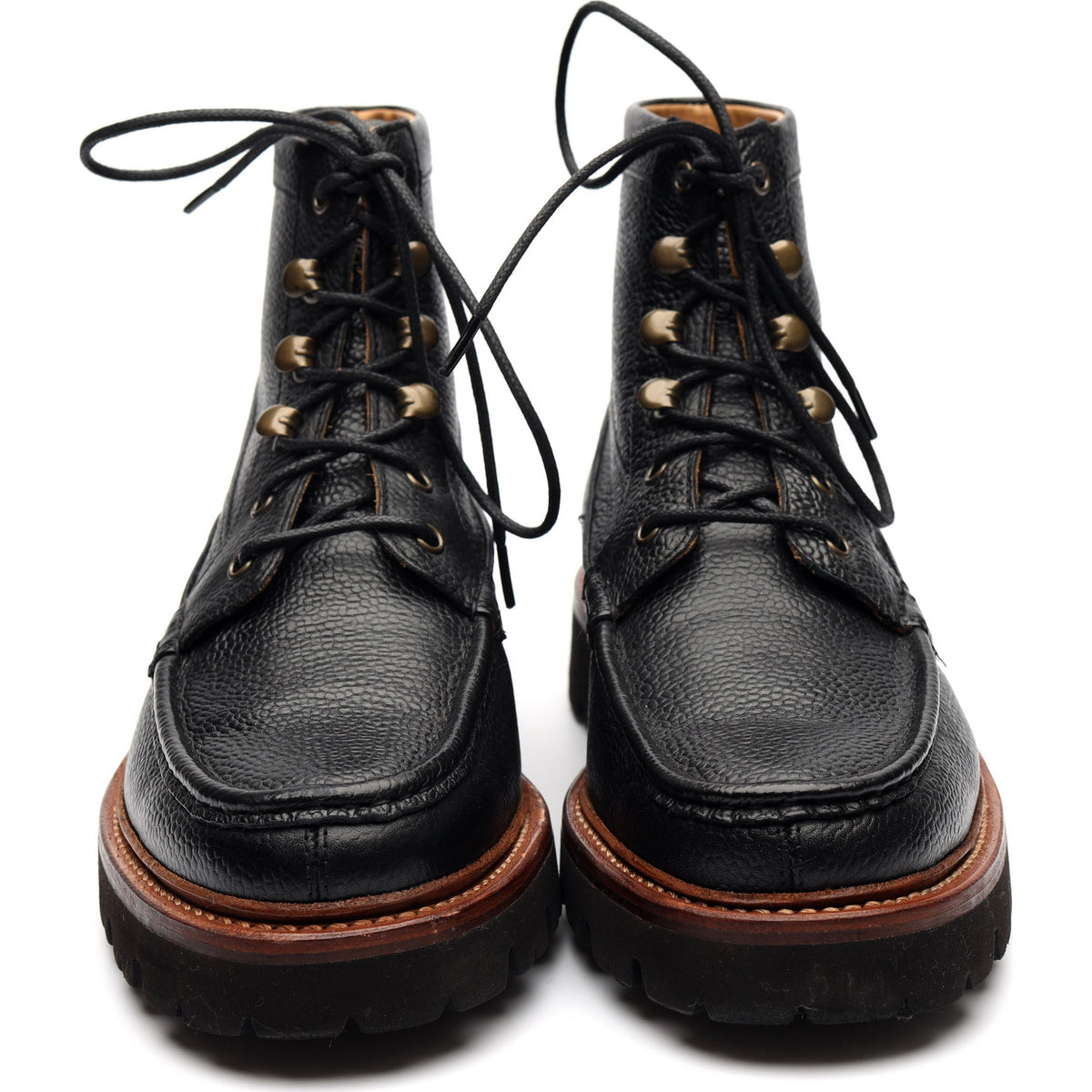 &#39;Rocco&#39; Black Leather Apron Boots UK 6.5 G
