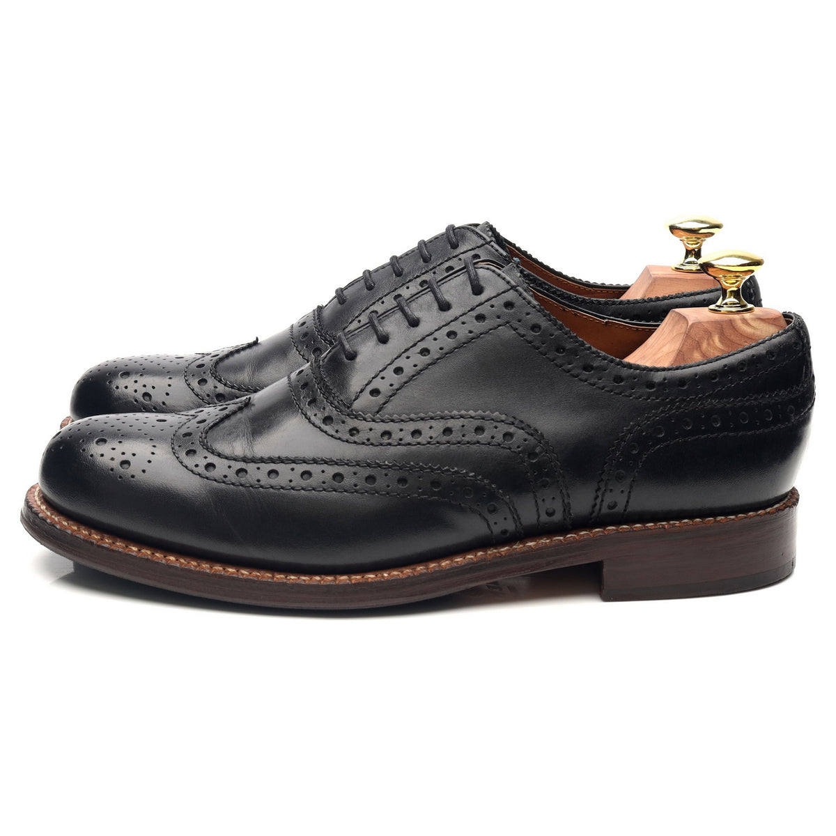 &#39;Stanley&#39; Black Leather Brogues UK 7 G