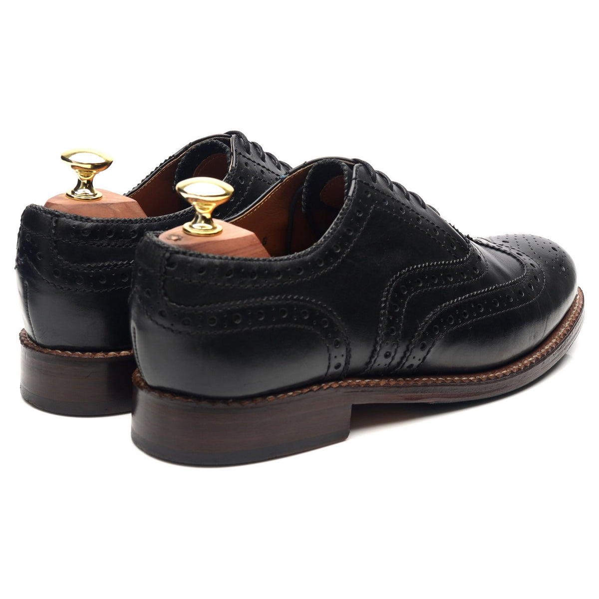 &#39;Stanley&#39; Black Leather Brogues UK 7 G