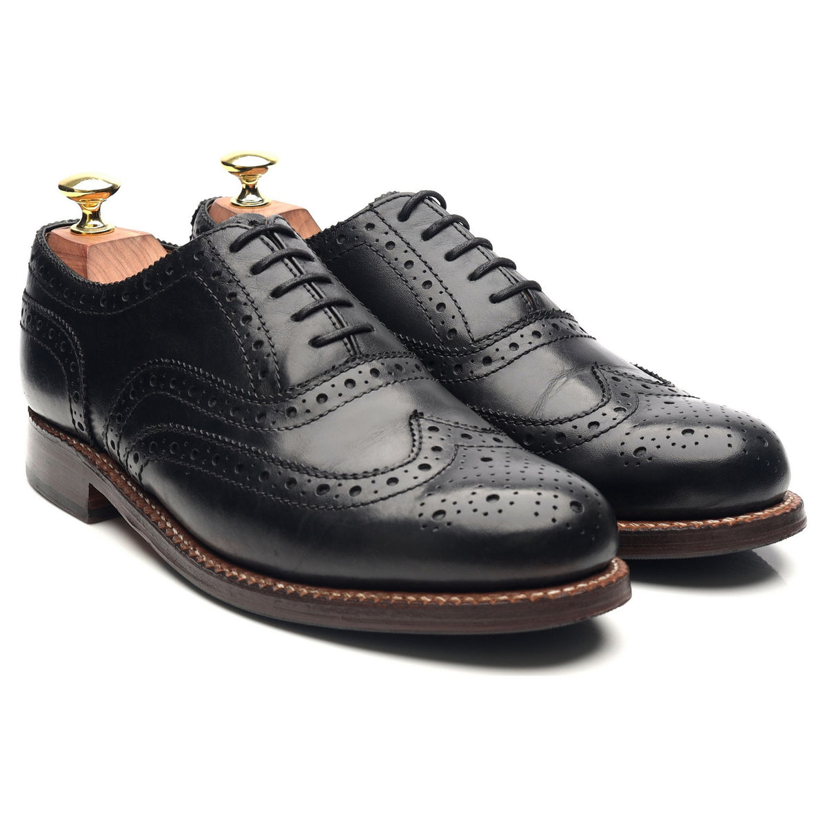 &#39;Stanley&#39; Black Leather Brogues UK 7 G