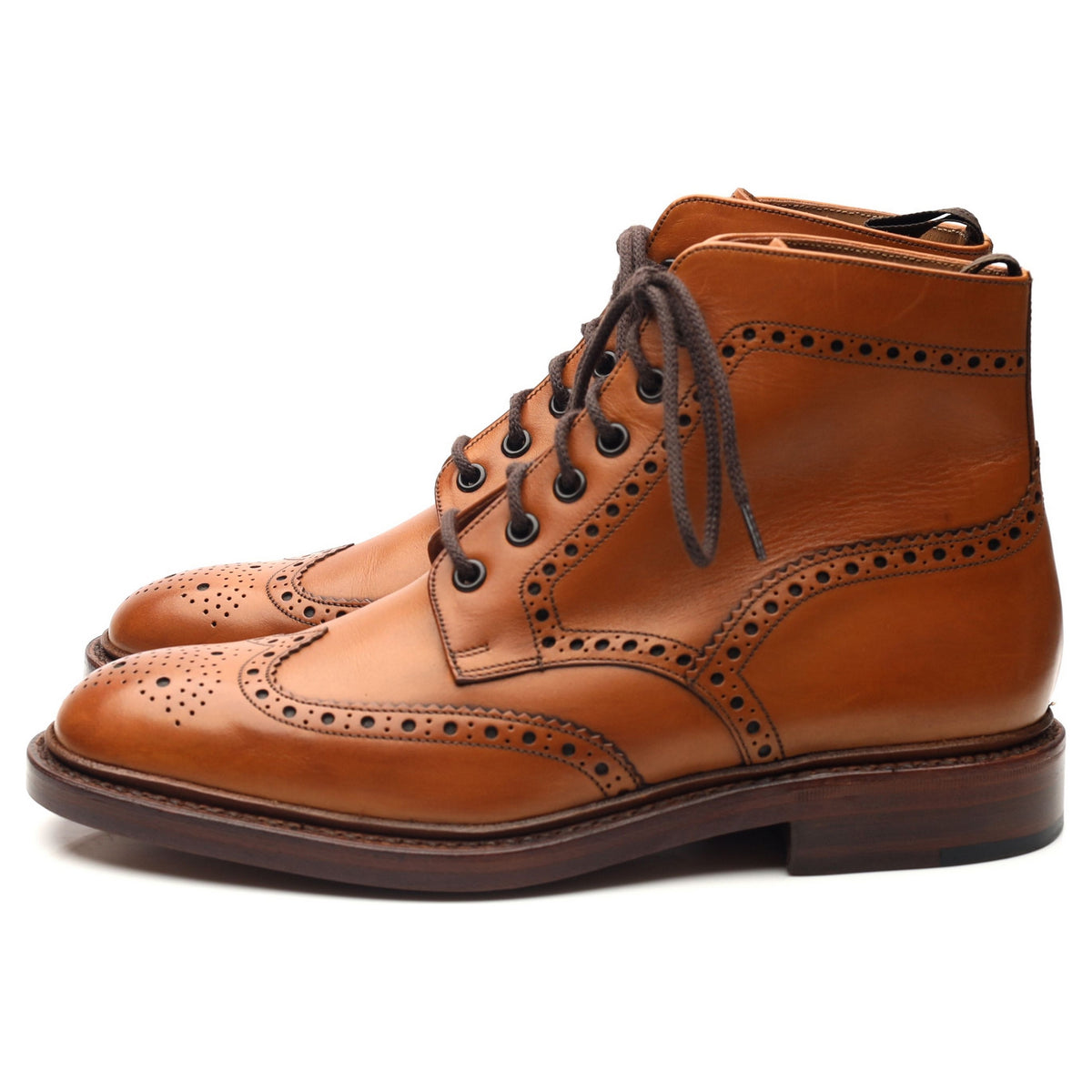 1880 &#39;Burford&#39; Tan Brown Leather Brogue Boots UK 6.5 F