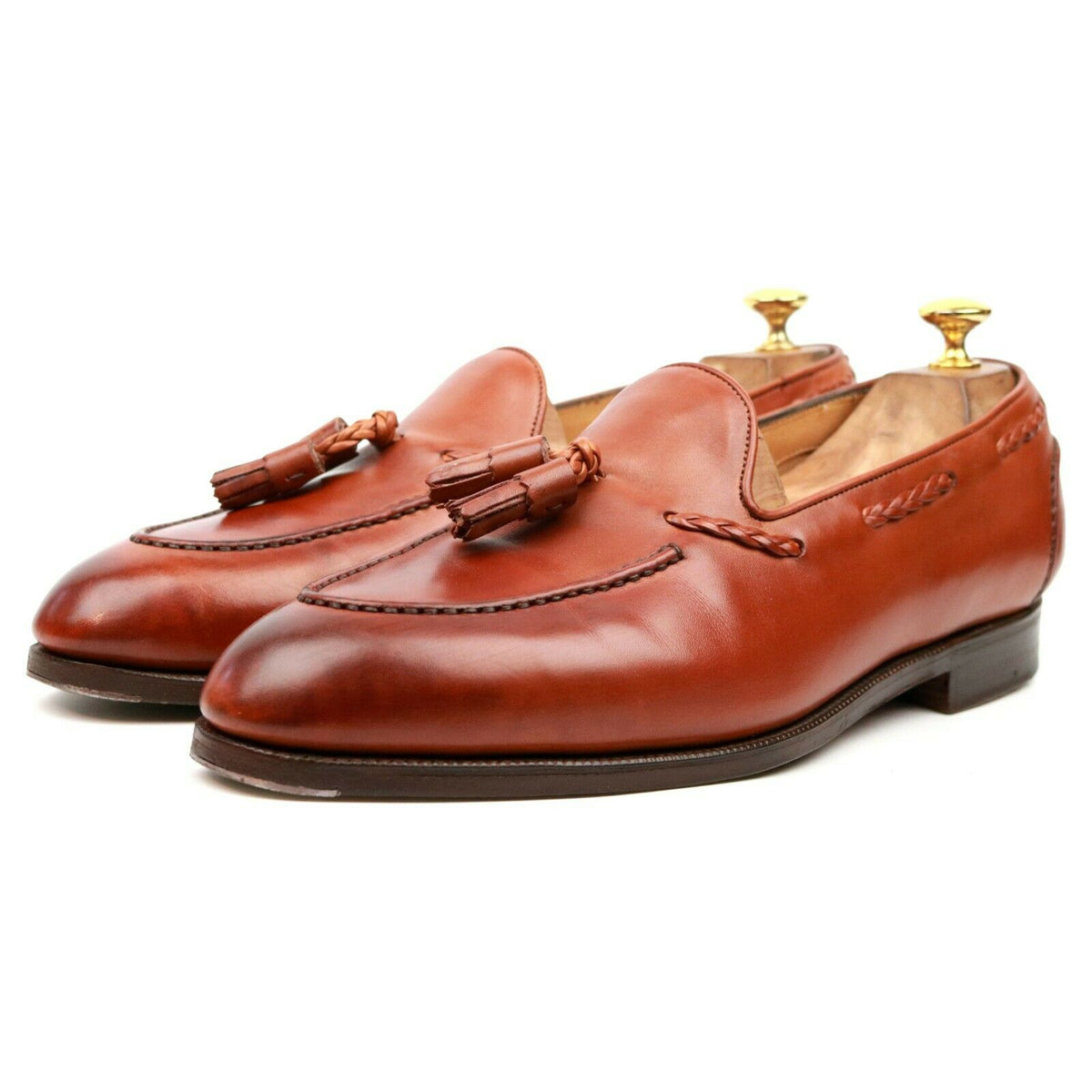 &#39;Belgravia&#39; Tan Brown Leather Tassel Loafers UK 10.5 C
