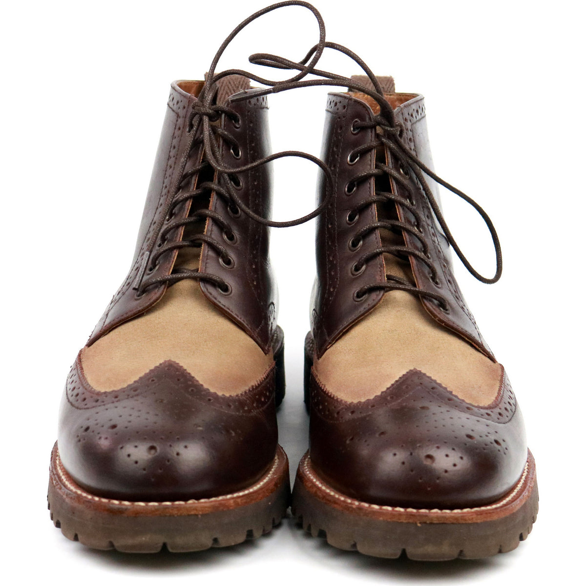 &#39;Sharp&#39; Brown Two Tone Leather Brogue Boots UK 6 G