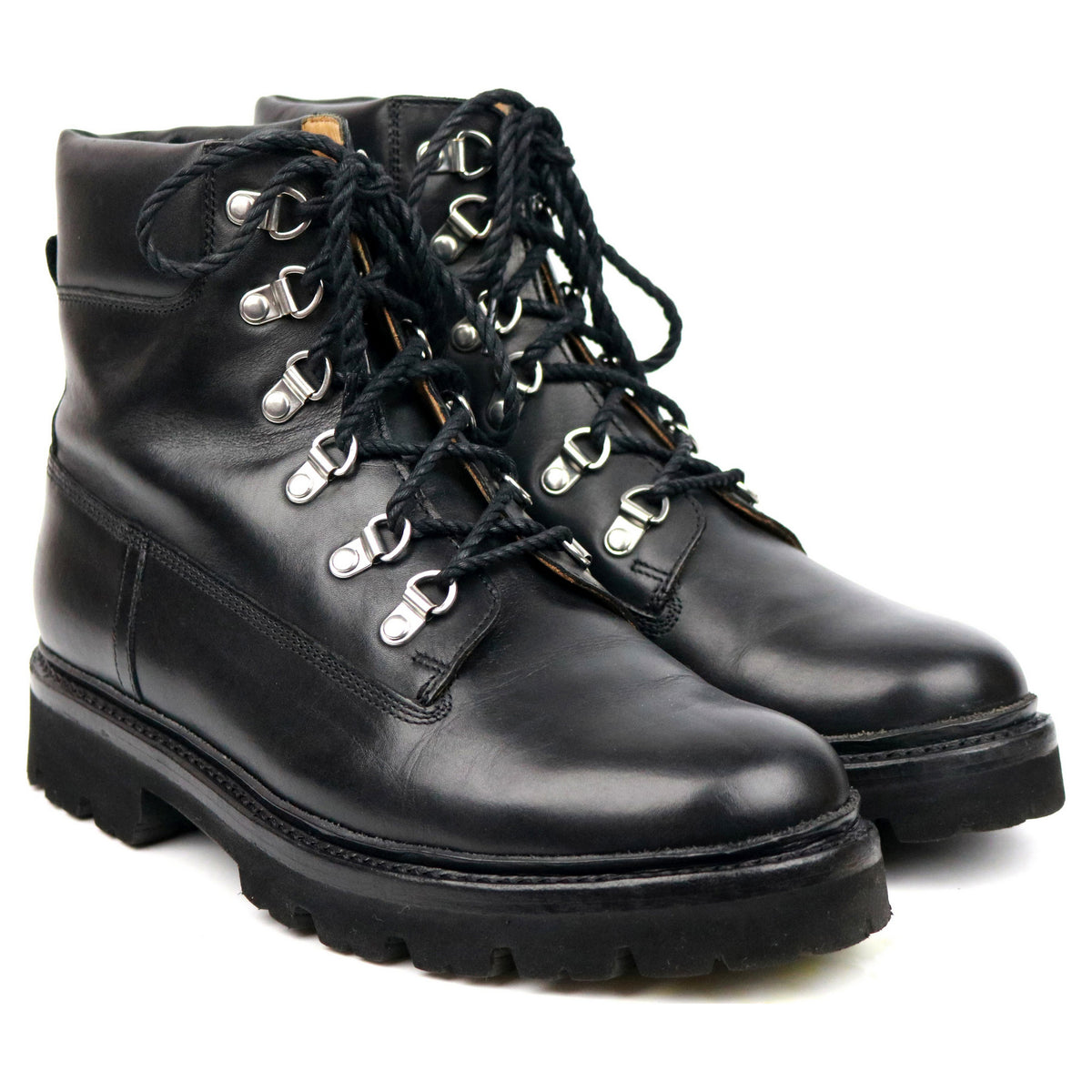 &#39;Rutherford&#39; Black Leather Hiker Boots UK 6 G