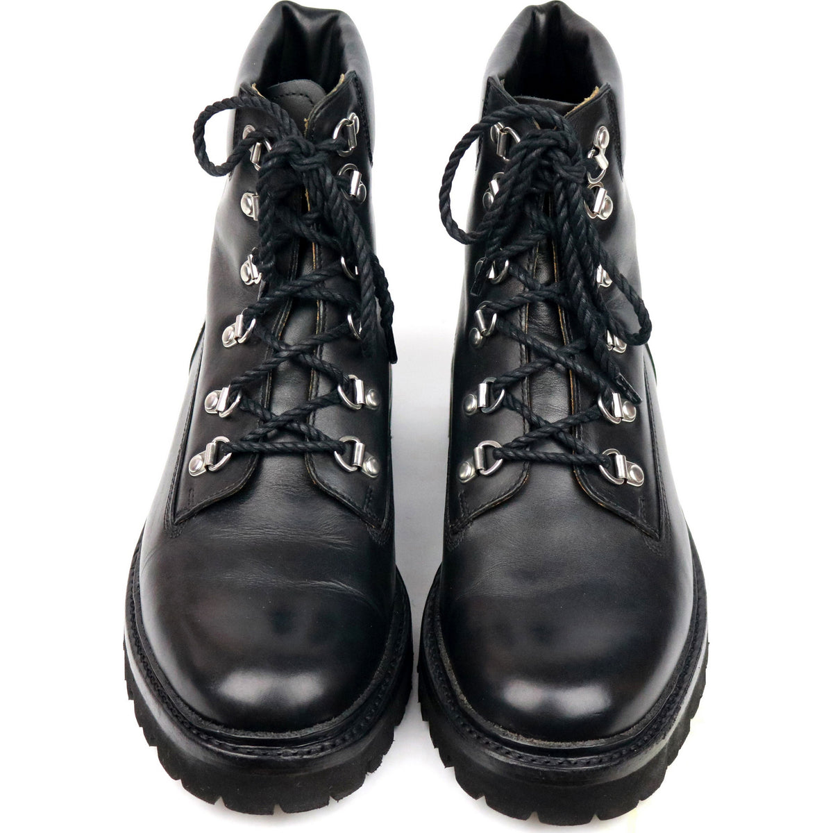 &#39;Rutherford&#39; Black Leather Hiker Boots UK 6 G