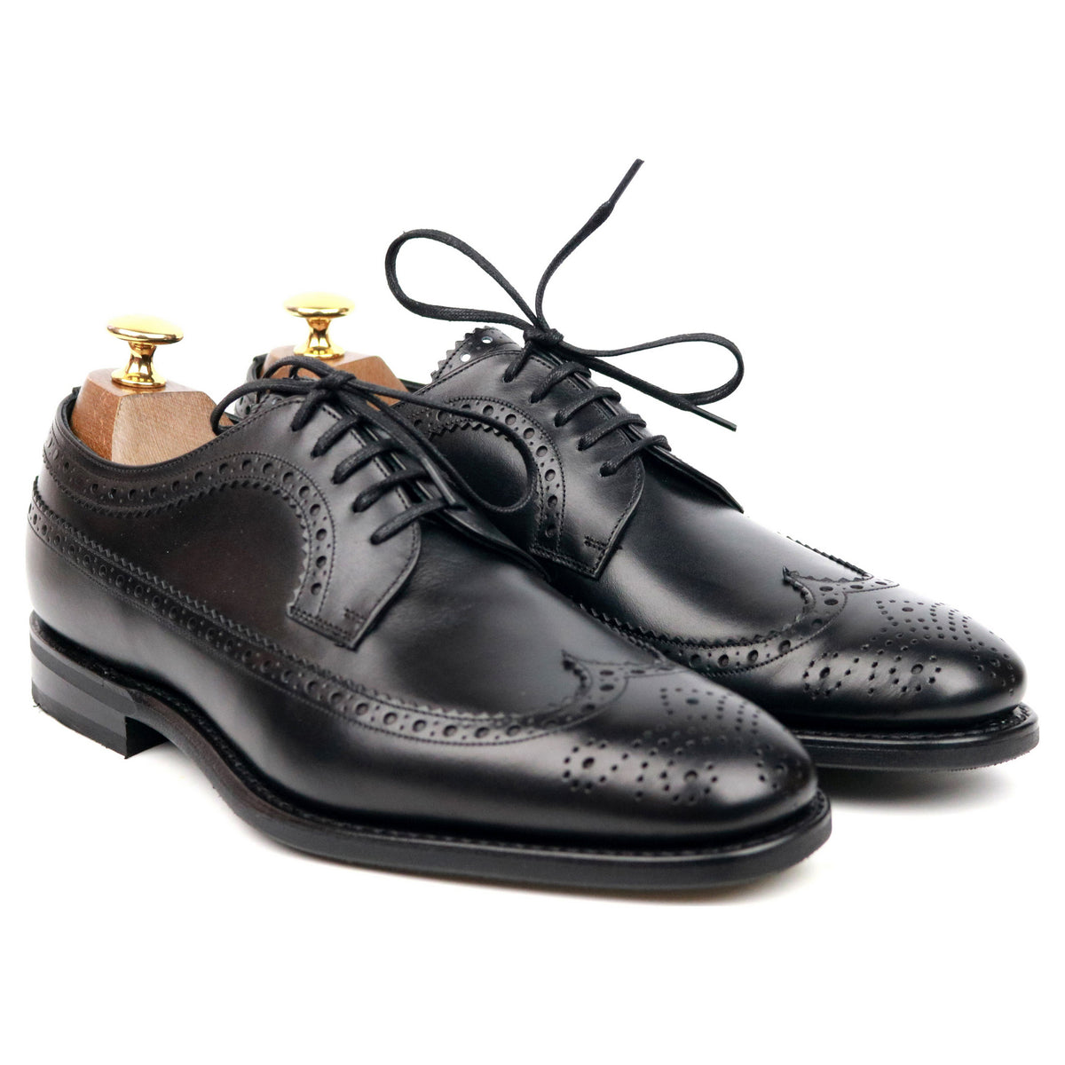 &#39;Portmore&#39; Black Leather Derby Brogues UK 6 G