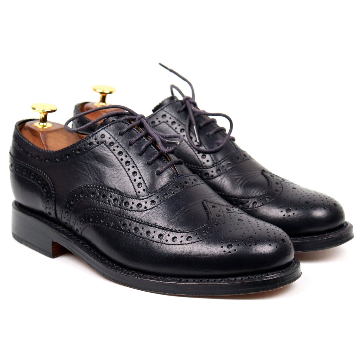 &#39;Stanley&#39; Navy Blue Leather Brogues UK 6.5 G